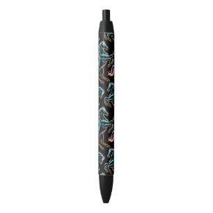 Paard Neon Licht Storing Retro Stijl Zwarte Inkt Pen