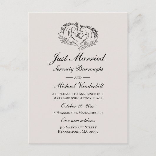 Paard net getrouwd rustieke elegante land bruiloft aankondigingskaart (Voorkant)