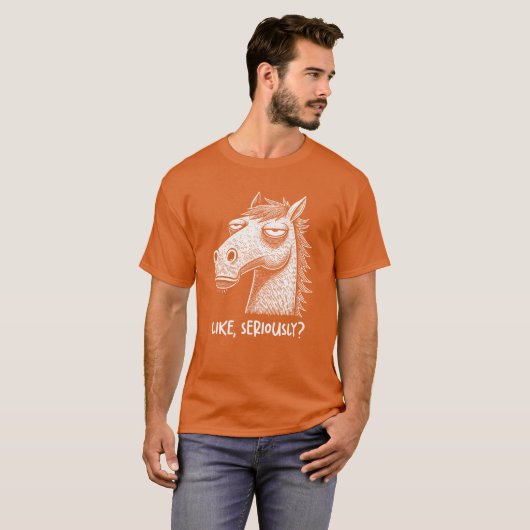 Paard niet geamuseerd als serieus oordelen sarcast t-shirt (Voorkant volledig)
