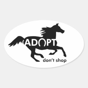 Paard niet winkelen ovale sticker