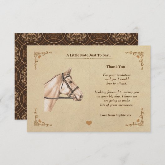 Paard Note Kaart (Voorkant / Achterkant)