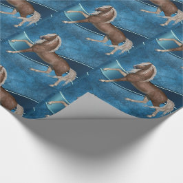 Paard op blauw met lint LG print All Occasion Cadeaupapier