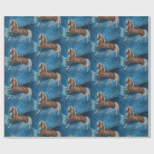 Paard op blauw met lint LG print All Occasion Cadeaupapier (Vlak)