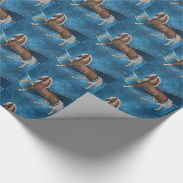 Paard op blauw met lint SM druk alle keren af Cadeaupapier