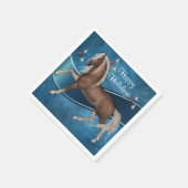 Paard op blauw met Ornament Prettige feestdagen Servetten (Hoek)