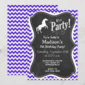 Paard op Blue Violet Chevron; Paardensport Kaart (Voorkant / Achterkant)