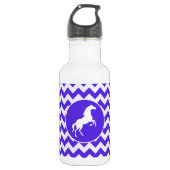 Paard op Blue Violet Chevron; Paardensport Waterfles (Voorkant)