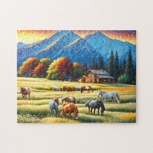 Paard op Boerderij Wilde Bloemenwei Legpuzzel (Horizontaal)