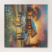 Paard op Boerderij Wilde Bloemenwei Legpuzzel (Horizontaal)