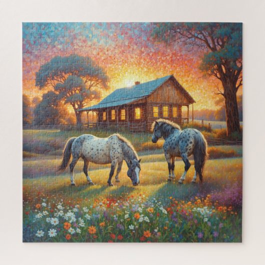 Paard op Boerderij Wilde Bloemenwei Legpuzzel (Verticaal)