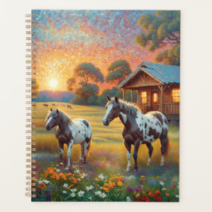 Paard op boerderij wilde bloemenweide planner