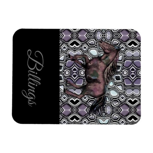 Paard op de run-Paarse Hue / Naam ontwerp Magneet (Horizontaal)