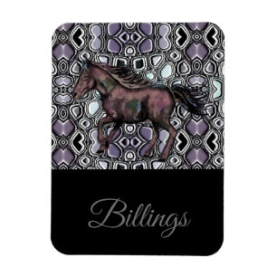 Paard op de run-Paarse Hue / Naam ontwerp Magneet