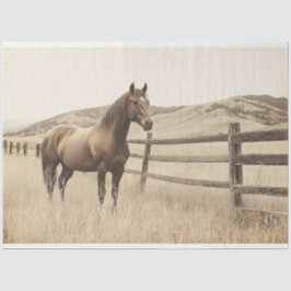 Paard op de vlakte vintage sepia decoupage tissuepapier