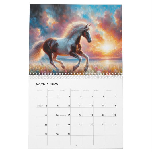 Paard op de weide kalender (Mar 2026)