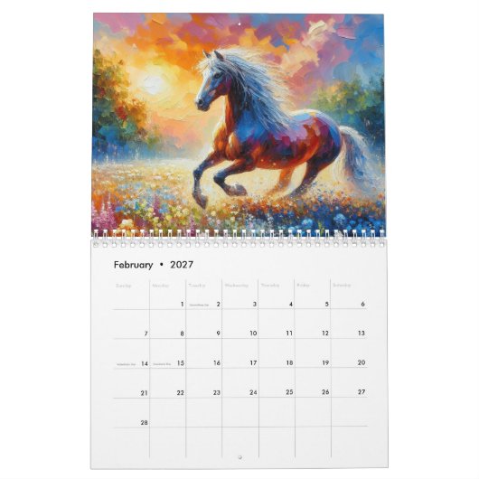 Paard op de weide kalender (Feb 2027)