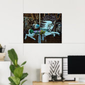 Paard op draaimolen met horizontale korrel poster (Thuiskantoor)