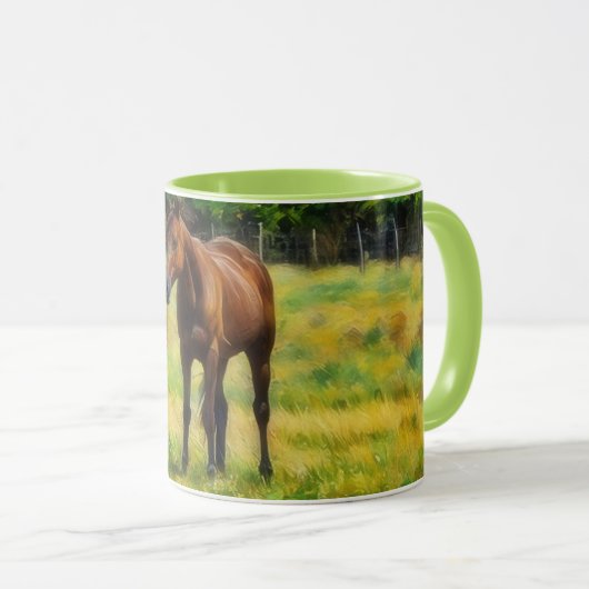  Paard op een Boerderij Horse Art Mok Cup (Voorkant rechts)