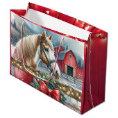 Paard op een Boerderij Kerst Groot Cadeauzakje (Voorkant Gekanteld)