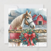 Paard op een Boerderij Kerst Kaart (Voorkant)