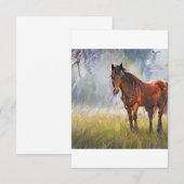 Paard op een gras bedankkaart (Voorkant / Achterkant)