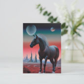Paard op een planeet in de ruimte briefkaart (Staand voorkant)