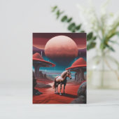 Paard op een planeet in de ruimte briefkaart (Staand voorkant)