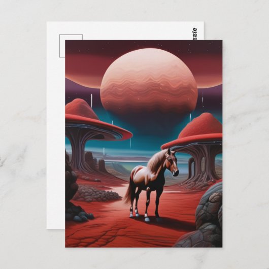 Paard op een planeet in de ruimte briefkaart (Voorkant / Achterkant)