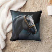 Paard op een zwarte achtergrond met blauwe tinten kussen (Deken)