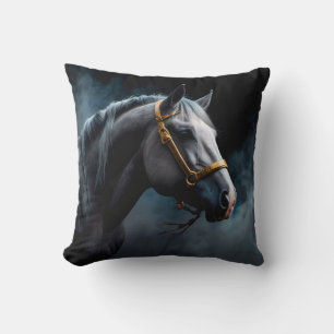 Paard op een zwarte achtergrond met blauwe tinten kussen