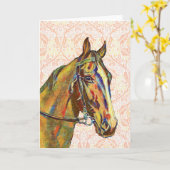  paard op Floral Pattern Art Note Kaart 1 (Gele Bloem)