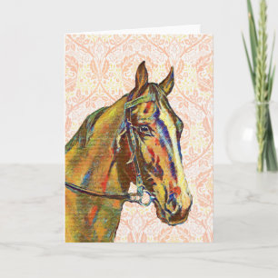  paard op Floral Pattern Art Note Kaart 1