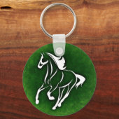 Paard op groene achtergrond sleutelhanger (Voorkant)