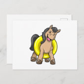 Paard op het strand met zwemband briefkaart (Voorkant / Achterkant)