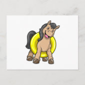 Paard op het strand met zwemband briefkaart (Voorkant)