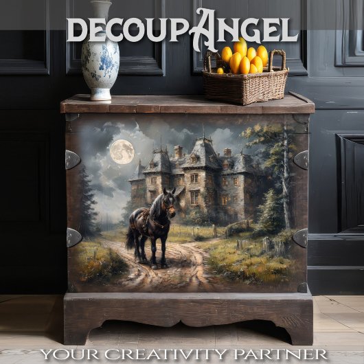 Paard op Landweg - Decoupage - Tissuepapier