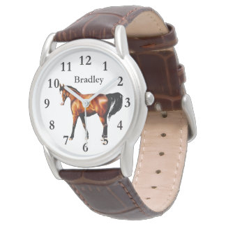 Paard op Mannen Classic Leather Strap Watch Horloge