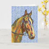  paard op patroon 2 Art Note Kaart (Gele Bloem)
