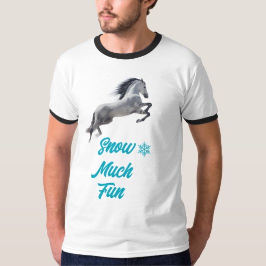 Paard op sneeuw veel plezier t-shirt (Voorkant)