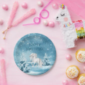 Paard op Snowy Night Winter Happy Birthday Papieren Bordje (Feest)