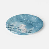 Paard op Snowy Night Winter Happy Birthday Papieren Bordje (Gekanteld)