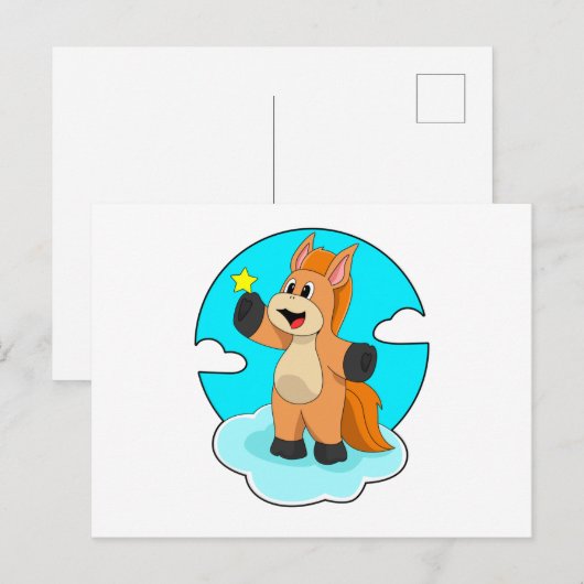 Paard op wolken briefkaart (Voorkant / Achterkant)
