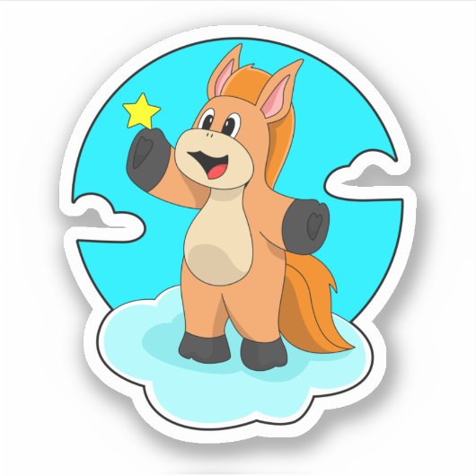Paard op wolken sticker (Voorkant)