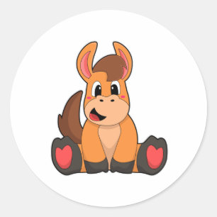 Paard op zittend ronde sticker