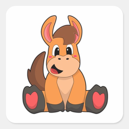 Paard op zittend vierkante sticker (Voorkant)