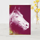 Paard paars, verjaardag kaart (Gele Bloem)