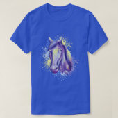 Paard Paarse en Geel Kleurrijke Waterverf Painti T-shirt (Design voorkant)