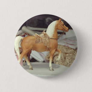 paard, Palomino in plastic Ronde Button 5,7 Cm