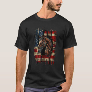 Paard Patriottische Paardensport 4th van juli USA  T-shirt