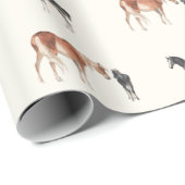 Paard Patroon Ruitersport Merrie Veulen Aquarel Cadeaupapier (Rol Hoek)